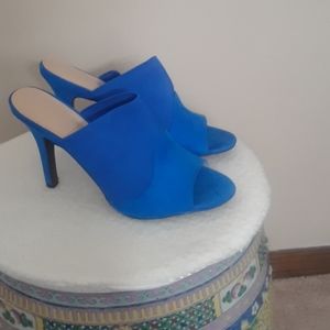 Blue suede heels size 7